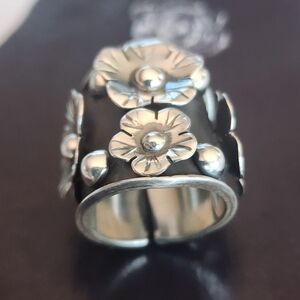 🌼Floral SilverTaxco Made Ring Adjustable Fits Size 6-8